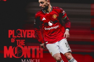 4场2球4助攻！官方：B费中选曼联3月份最佳球员_24直播网