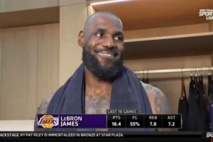 【完整版】詹姆斯赛后心情不错！赞美队友 叹息两个儿子都有前途_24直播网