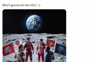 罗马诺社媒晒欧冠四强海报，，，，，马竞队徽过失引发球迷不满_24直播网